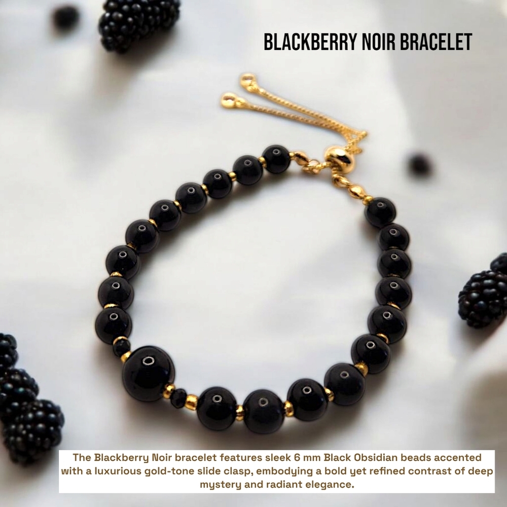 6 mm Black Obsidian Slide Clasp Bracelet